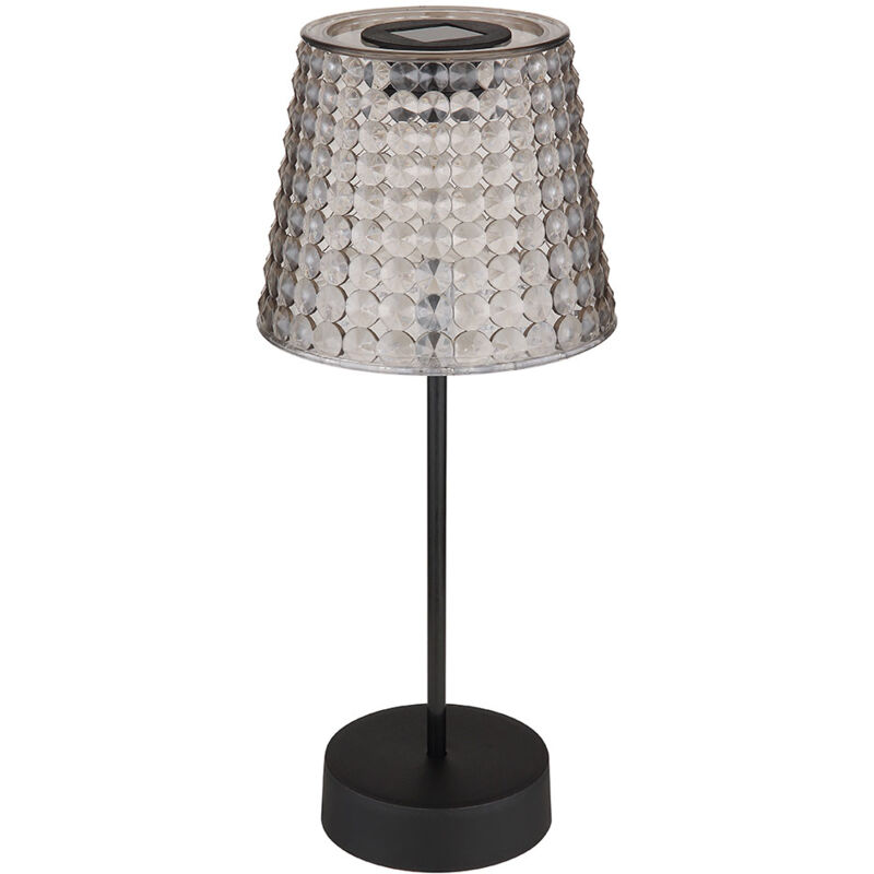 foto del prodotto lampada da esterno lampada solare lampada da tavolo lampada da giardino a led lampada in cristallo color fumo. plastica nera, batteria ip44, 3000k