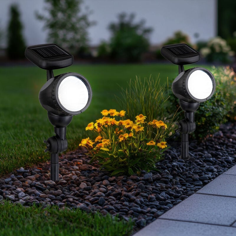 foto del prodotto lampada da esterno, lampada solare, luce solare, lampada plug in, lampada da giardino, picchetto ip44, batteria ricaricabile, spot mobile, nero, 1x