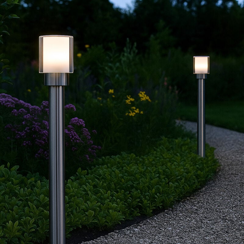 foto del prodotto lampada da esterno lampade da giardino esterno argento lampada da terra luci di via, acciaio inossidabile metallo bianco trasparente, ip54, 1x e27,