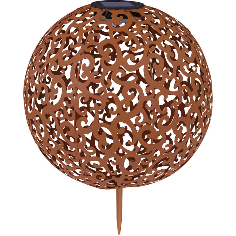 foto del prodotto lampada da esterno, luce solare, lampada solare, lampada da giardino, lampada a spina, lampione, picchetto a batteria ip44, sfera orientale, 1x led