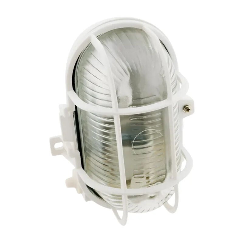 foto del prodotto lampada da esterno ovale ip44 a plafone con ottica, bianco