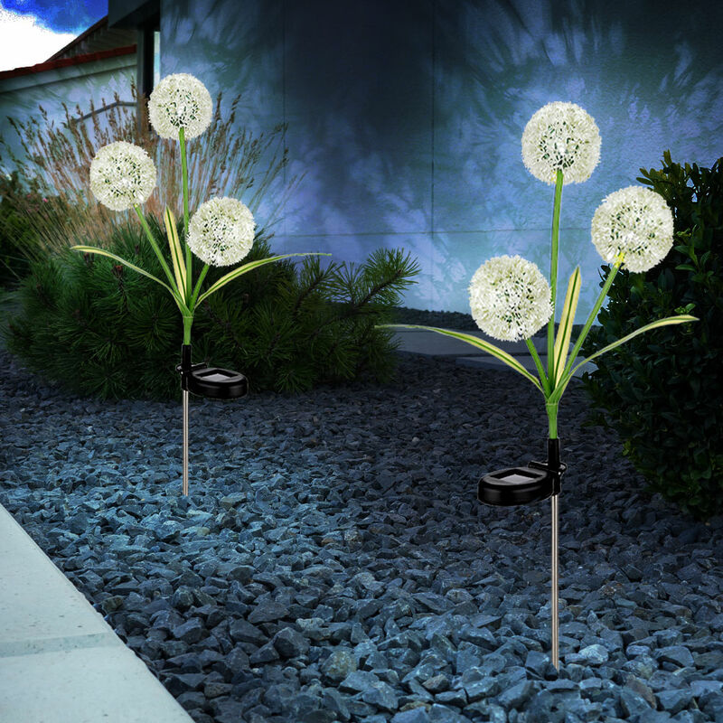 foto del prodotto lampada da esterno per decorazione da giardino, lampada solare a led con dente di leone, lampada da terra con picchetto, verde giallo, plastica in