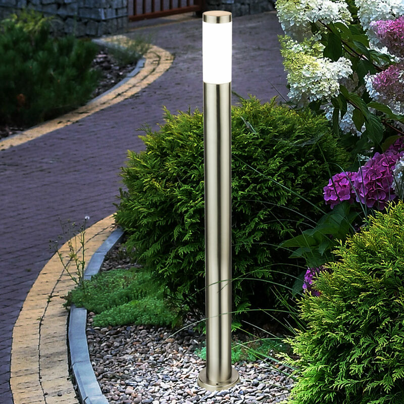 foto del prodotto lampada da esterno piantana lampada da giardino lampada a colonna illuminazione ingresso giardino, ip44 acciaio inox silver opale, 1x attacco e27,