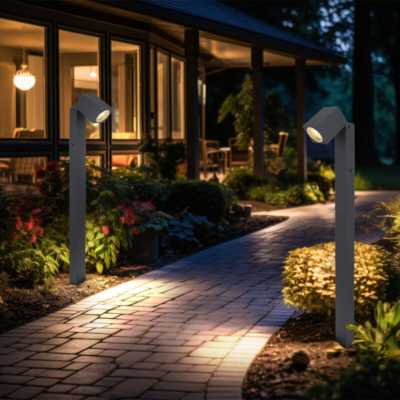 foto del prodotto lampada da esterno segnapasso antracite lampada da terra da giardino esterno patio in piedi, girevole, 1x gu10, lxpxa 11,5x7,2x80 cm, set di 2
