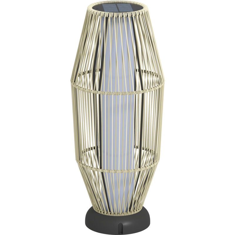 foto del prodotto lampada da esterno solare con illuminazione led in rattan grigio outsunny