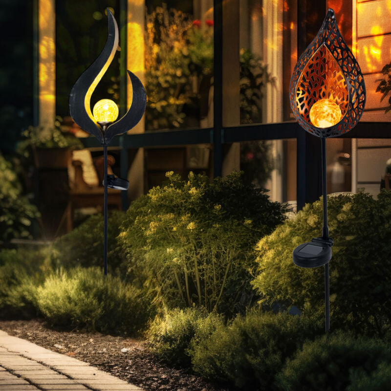 foto del prodotto lampada da giardino a energia solare per decorazione da giardino lampada da esterno a led lampada da giardino con picchetto, design a fiamma, led, h