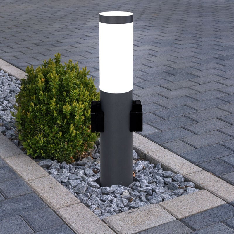 foto del prodotto lampada da giardino a led a colonna lampada da giardino segnapasso lampada da terra per esterno con prese antracite con picchetto, 11 w 1055lm 3000k,