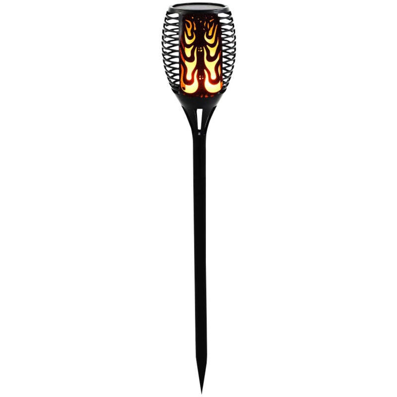 foto del prodotto lampada da giardino a led per esterni solare con lampada a torcia illuminazione effetto fiamma nero bianco noor 89023