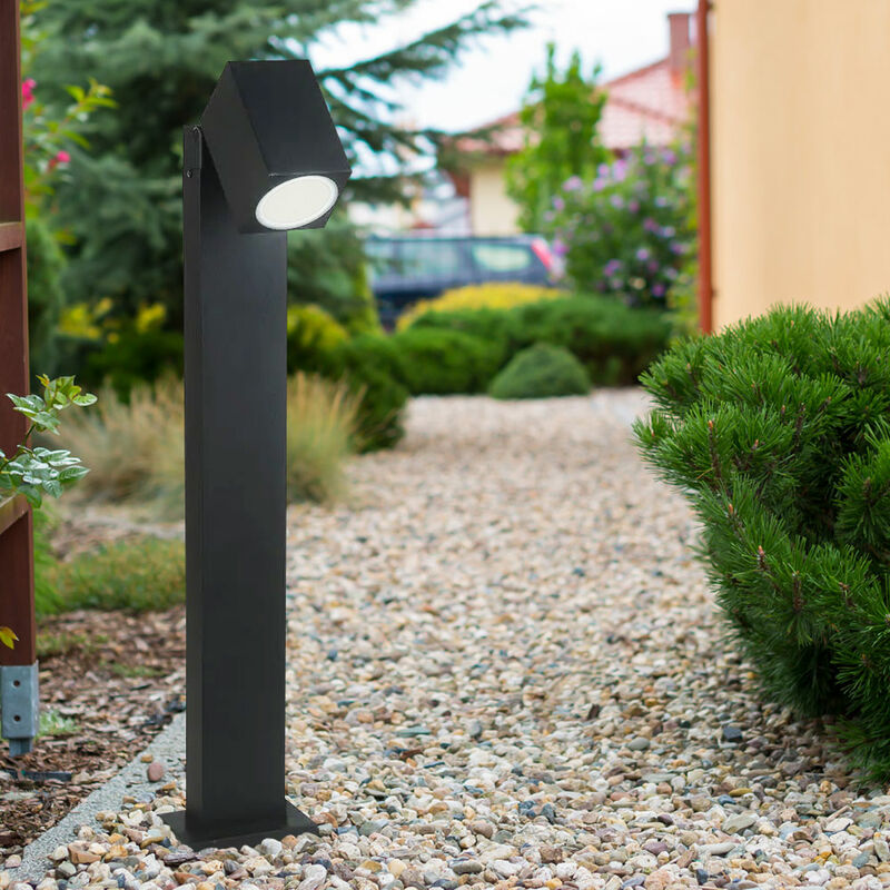 foto del prodotto lampada da giardino, lampada da terra per esterni, segnapasso, nero, con faretto orientabile, alluminio, 1x gu10, ip44, 80x10,5x11,75cm