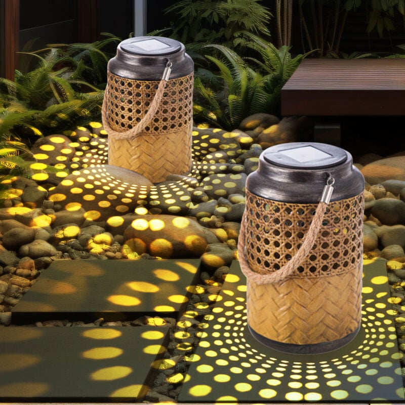 foto del prodotto lampada da giardino lanterna solare da esterno boho lanterna solare decorativa a luce solare per esterno giardino lampada da esterno, sospensione,