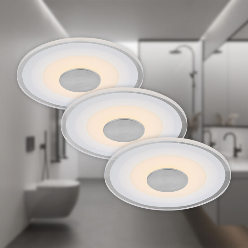 foto del prodotto lampada da incasso a led lampada da incasso per bagno set da 3 6w 12cm ip44 bianca briloner
