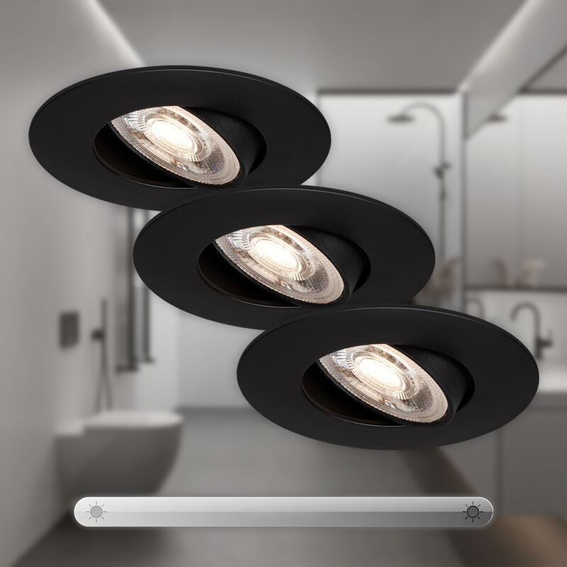 foto del prodotto lampada da incasso a led orientabile set da 3 nero opaco 5w dimmerabile ip23 9cm briloner