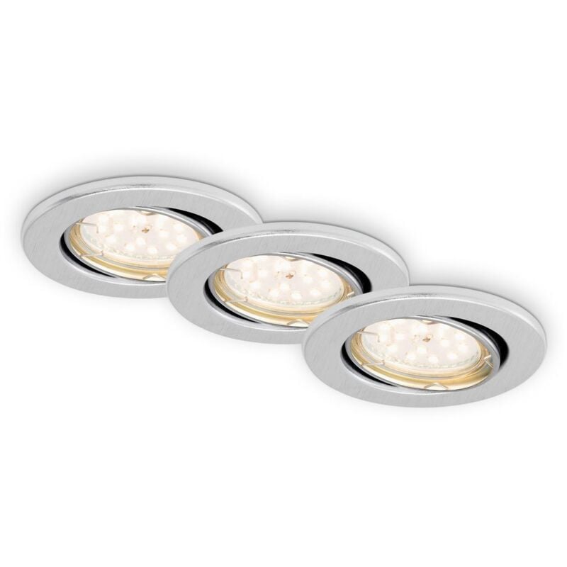 foto del prodotto lampada da incasso a led set da 3 dimmerabile orientabile ip23 gu10 8,6cm 5w alluminio brilo ner