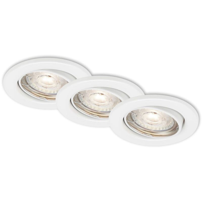 foto del prodotto lampada da incasso a led set da 3 dimmerabile orientabile ip23 gu10 8,8cm 5w bianco brilo ner