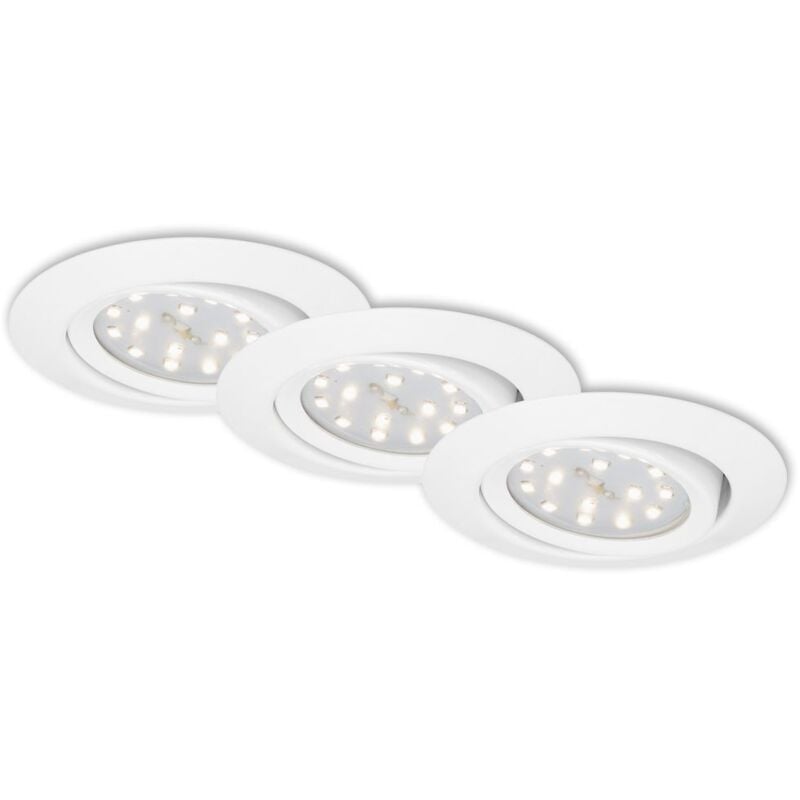 foto del prodotto lampada da incasso a led, set da 3, orientabile, 3 w, metallo bianco, 3000 k, 8,2 cm briloner