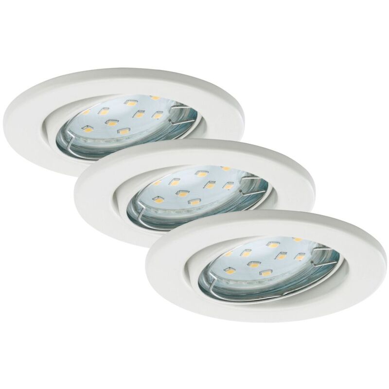 foto del prodotto lampada da incasso a led set da 3 orientabile ip23 gu10 8,6 cm 3w bianco metallo brilo ner