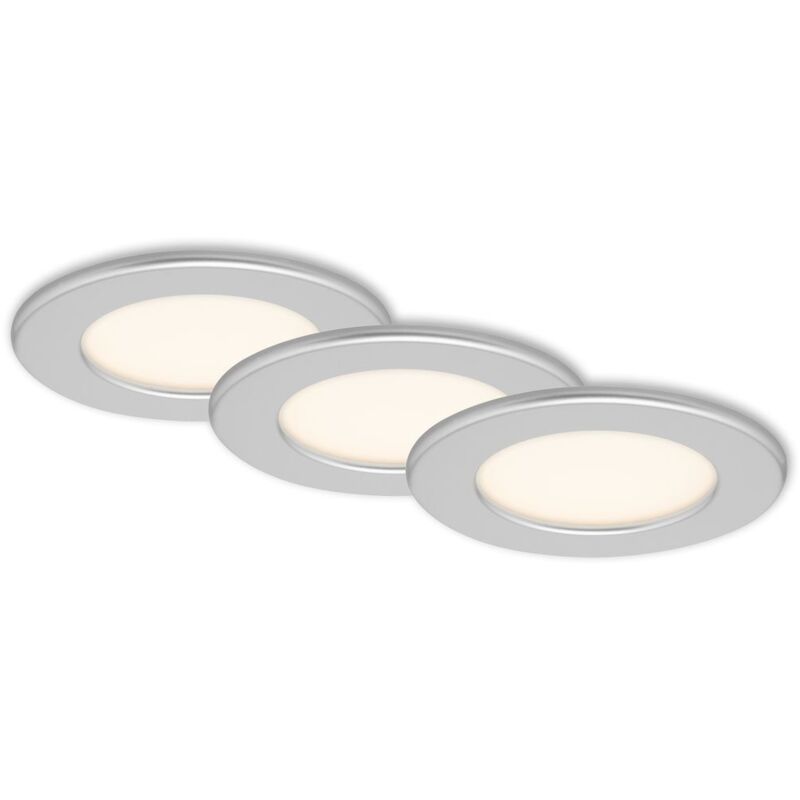 foto del prodotto lampada da incasso a led ultrapiatta, set da 3, cromato opaco, 6 w, ip44, 11,5 cm briloner