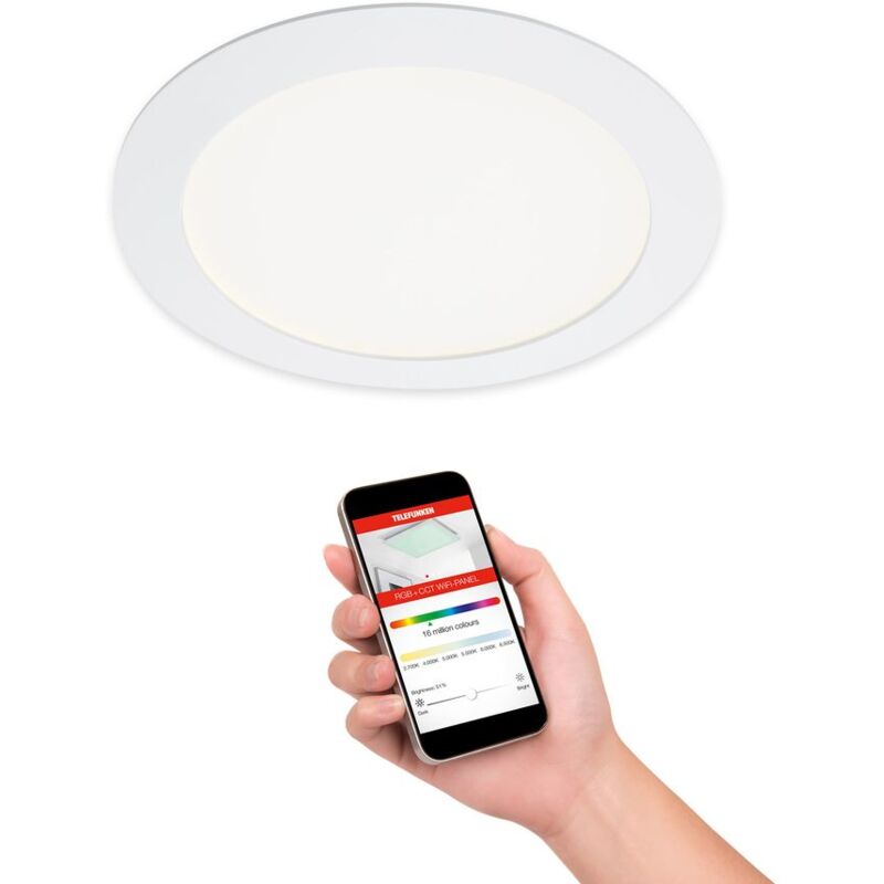 foto del prodotto lampada da incasso led smart wifi controllo tramite app bluetooth 12 w metallo bianco telefunken