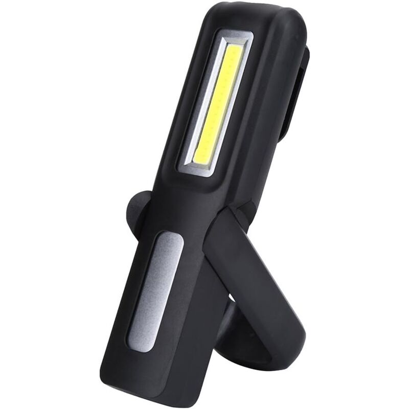 foto del prodotto lampada da lavoro a led cob ricaricabile tramite usb gancio per appendere supporti magnetici riparazione auto, campeggio, emergenze