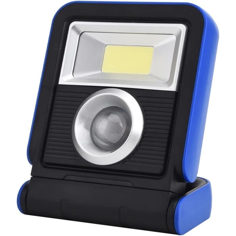 foto del prodotto lampada da lavoro a led con energia solare ricaricabile tramite usb, lanterna portatile a led cob per esterni, blu