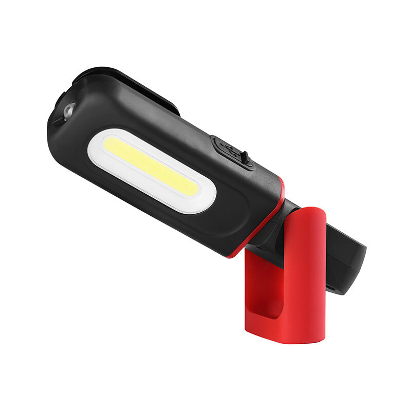 foto del prodotto lampada da lavoro a led ricaricabile 2 in 1 rotazione a 360 gradi led cob da 3 w con base magnetica e gancio per officine, campeggio, fai da te