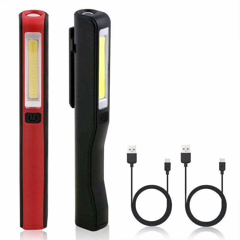 foto del prodotto lampada da lavoro a led ricaricabile, 2 pezzi 350 lumen lampada meccanica cob torcia ultra potente, lampada di ispezione per auto garage officina fai