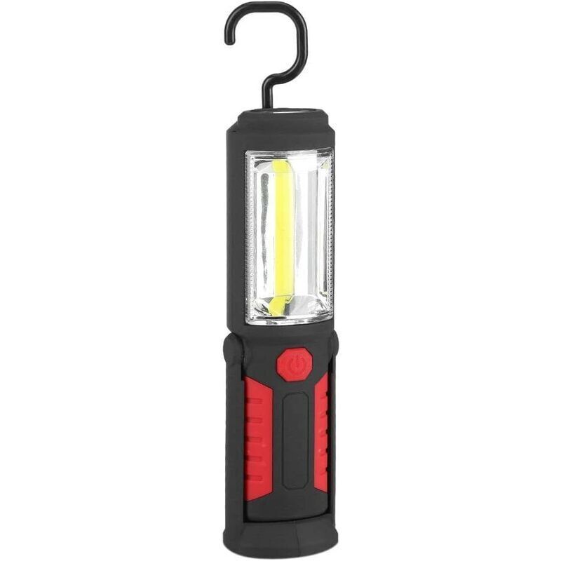 foto del prodotto lampada da lavoro a led ricaricabile con torcia a led magnetica 2200 mah cob led 650 lm 3 w per auto garage officina campeggio fai da te rosso 