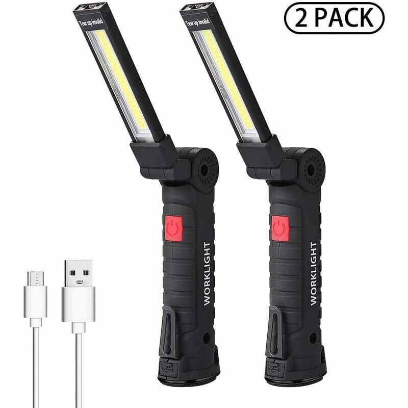 foto del prodotto lampada da lavoro a led ricaricabile lampada di ispezione con base magnetica, 5 modalit 2 pezzi 