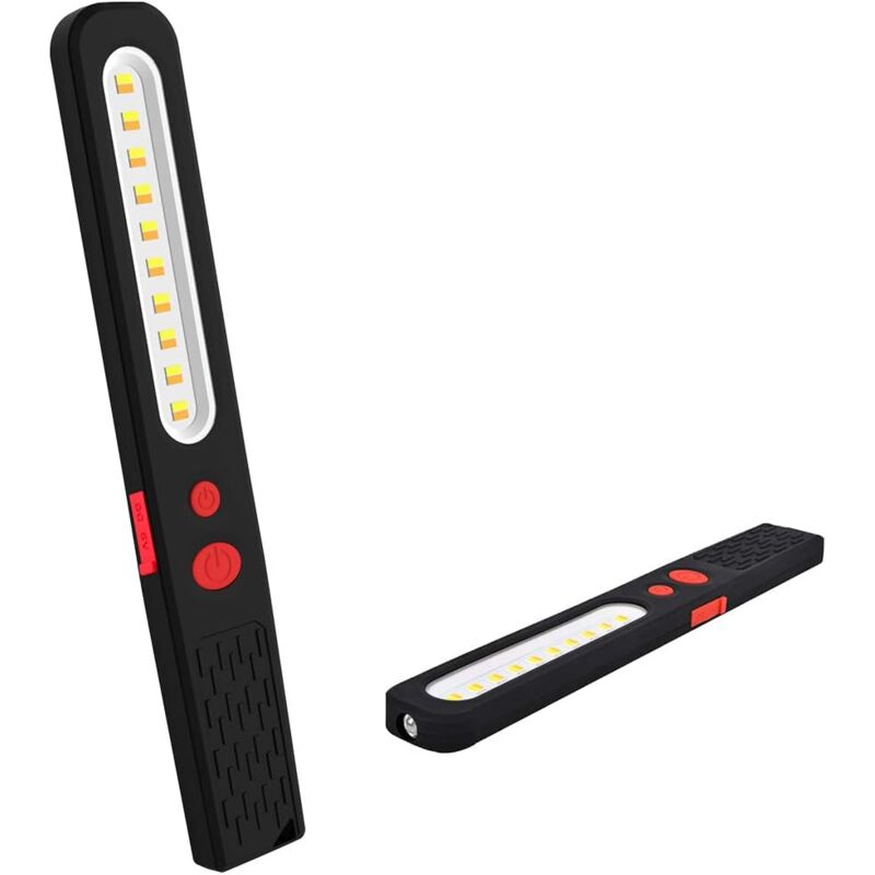 foto del prodotto lampada da lavoro a led ricaricabile, luce combinata a due colori 2 in 1 lampada di ispezione e lampada torcia a led cob da 3 w con doppio magnete