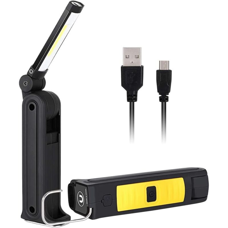 foto del prodotto lampada da lavoro a led, torcia elettrica, lanterna da campeggio cob, lampada di ispezione usb con base magnetica e 5 modalit , lampada da lavoro