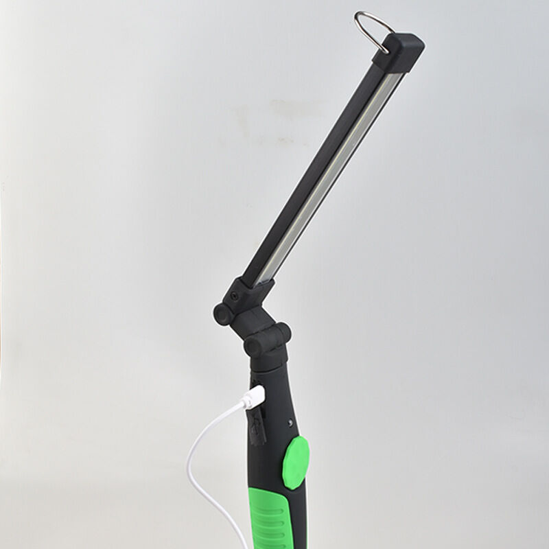 foto del prodotto lampada da lavoro cob, lampada di ispezione torcia led pieghevole ricaricabile con base magnetica e gancio per appendere per officine