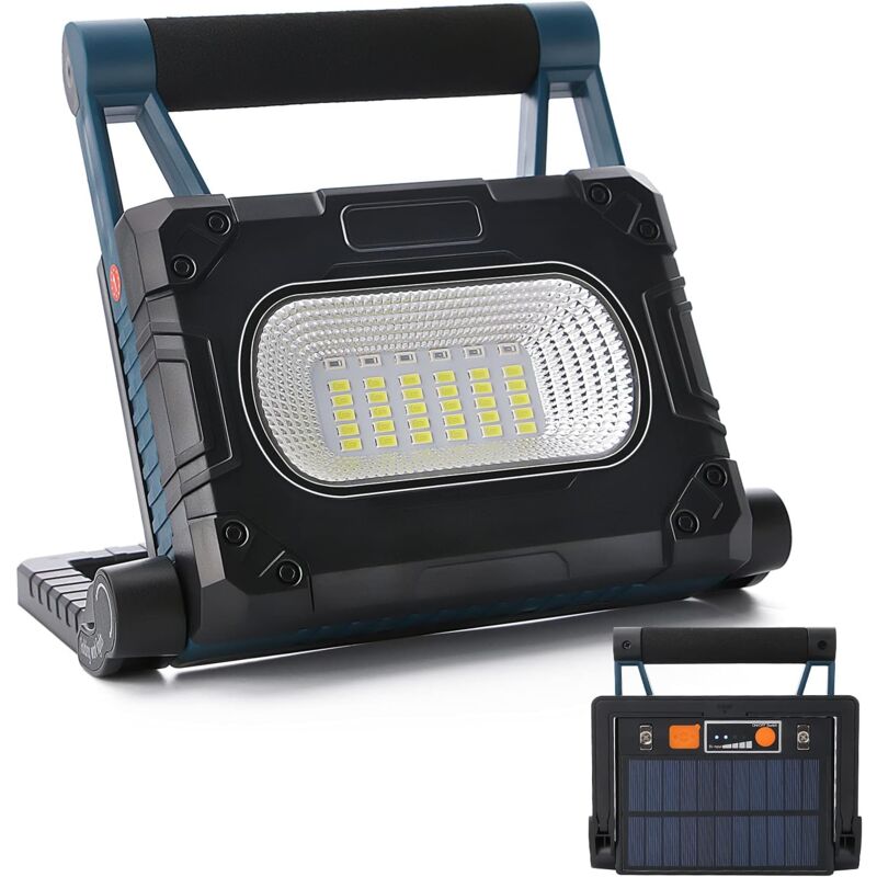 foto del prodotto lampada da lavoro solare a led portatile da 30 w 4 modalit di illuminazione rotazione a 360 cantieri edili, riparazioni auto, emergenze