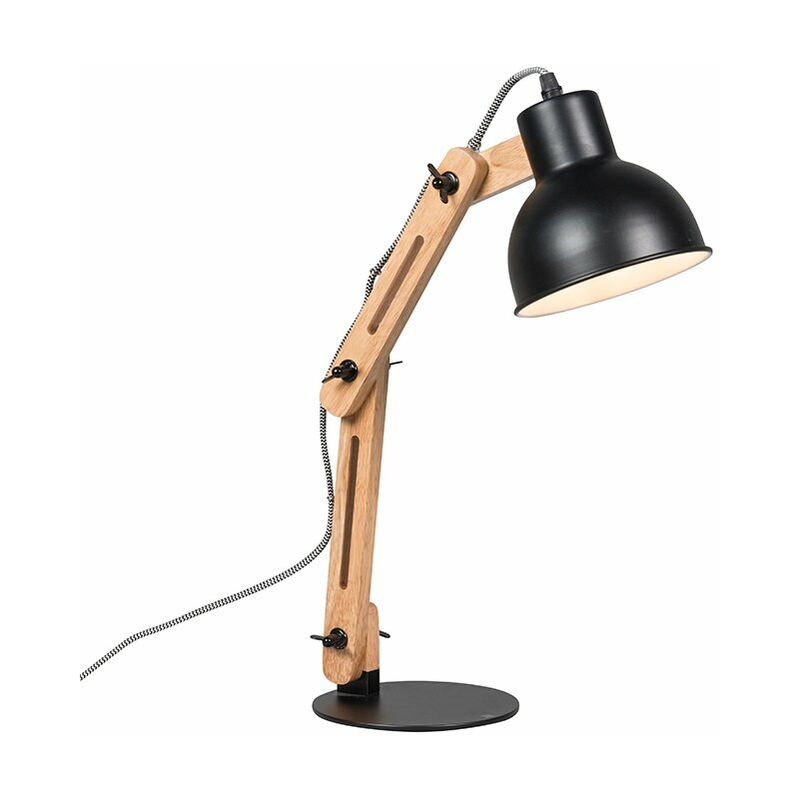 foto del prodotto lampada da lavoro woodi moderno legno,acciaio legno nero tondo max. 1 x watt qazqa