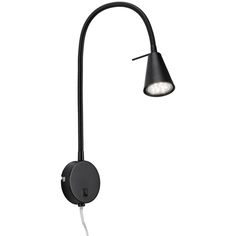 foto del prodotto lampada da letto a led flessibile interruttore on off gu10 5 w nero metallo briloner