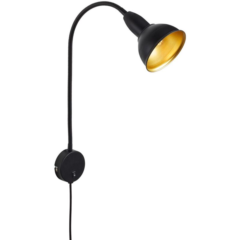 foto del prodotto lampada da letto interruttore on off flessibile e14 25 w nero oro metallo briloner