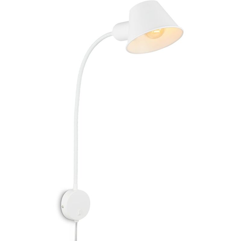 foto del prodotto lampada da letto lampada da comodino orientabile lampada da lettura 1xe27 10w bianca camera da letto briloner
