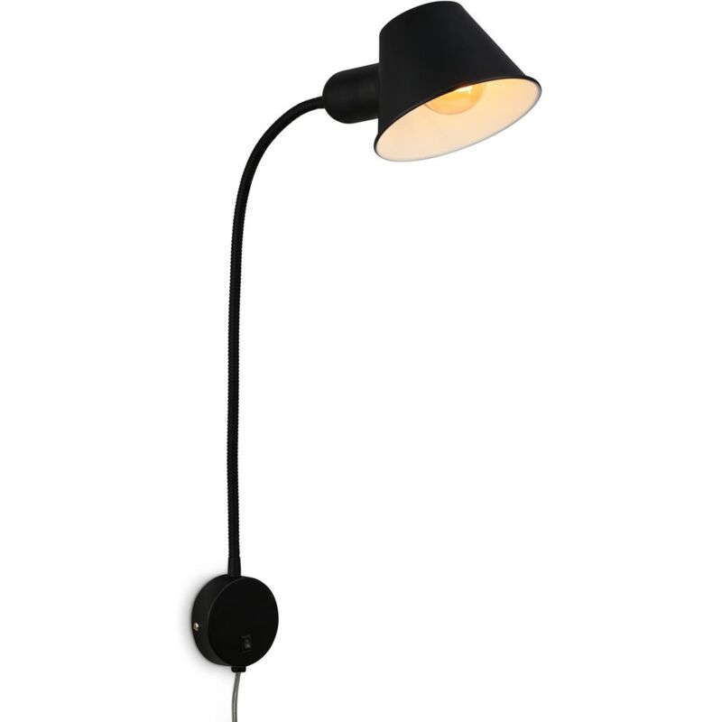 foto del prodotto lampada da letto lampada da letto flessibile lampada da lettura 1xe27 10w nera camera da letto briloner