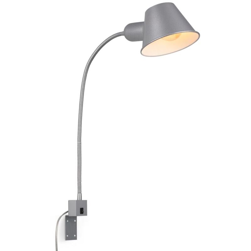 foto del prodotto lampada da letto lampada da lettura lampada da parete flessibile 1xe27 10w argento interruttore a levetta briloner