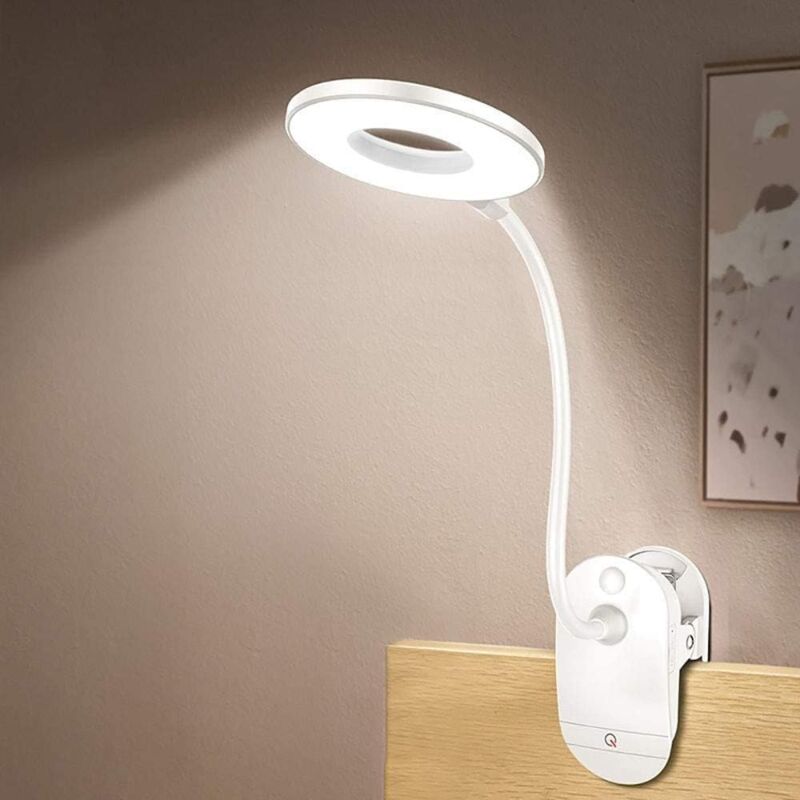 foto del prodotto lampada da lettura a clip a batteria per letto con 3 livelli di luminosit , ricaricabile tramite usb
