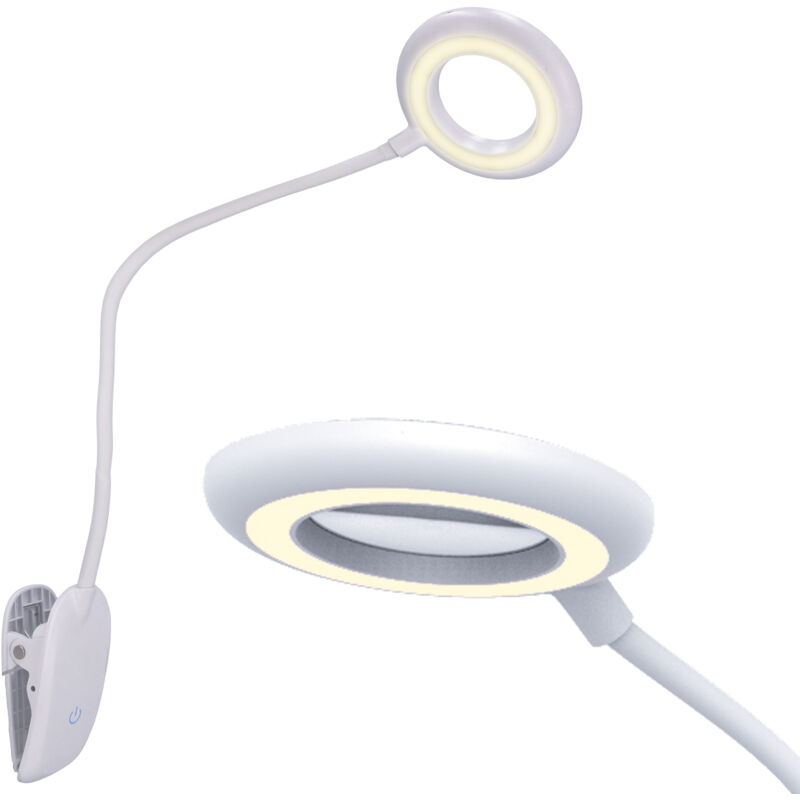 foto del prodotto lampada da lettura a led wireless sulla scrivania clip notturna