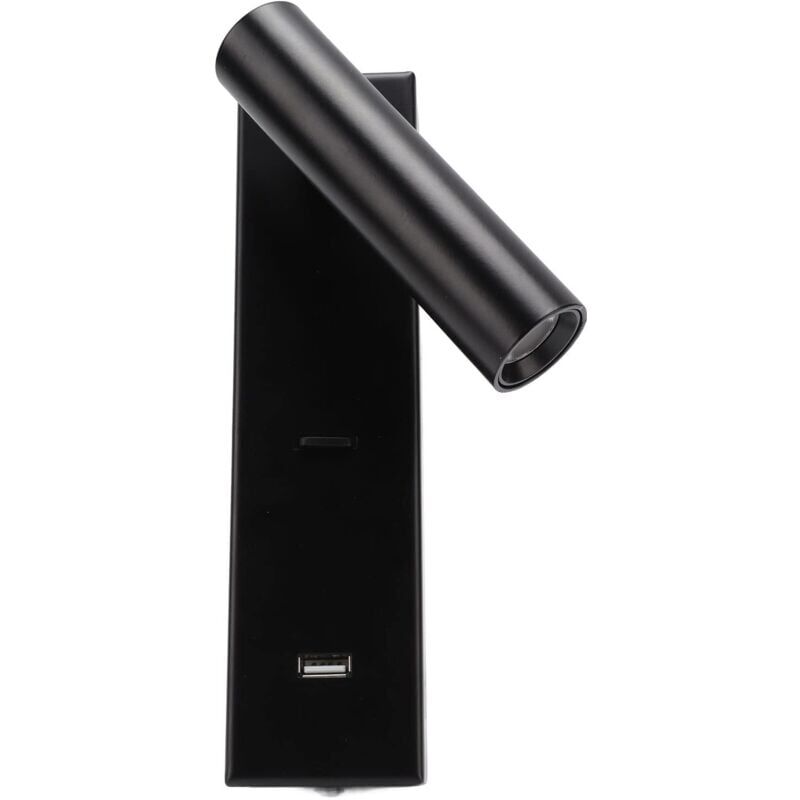 foto del prodotto lampada da lettura a parete a led semplice ed elegante, in lega di alluminio, ricaricabile con interruttore, porta usb per interni, camera da letto,