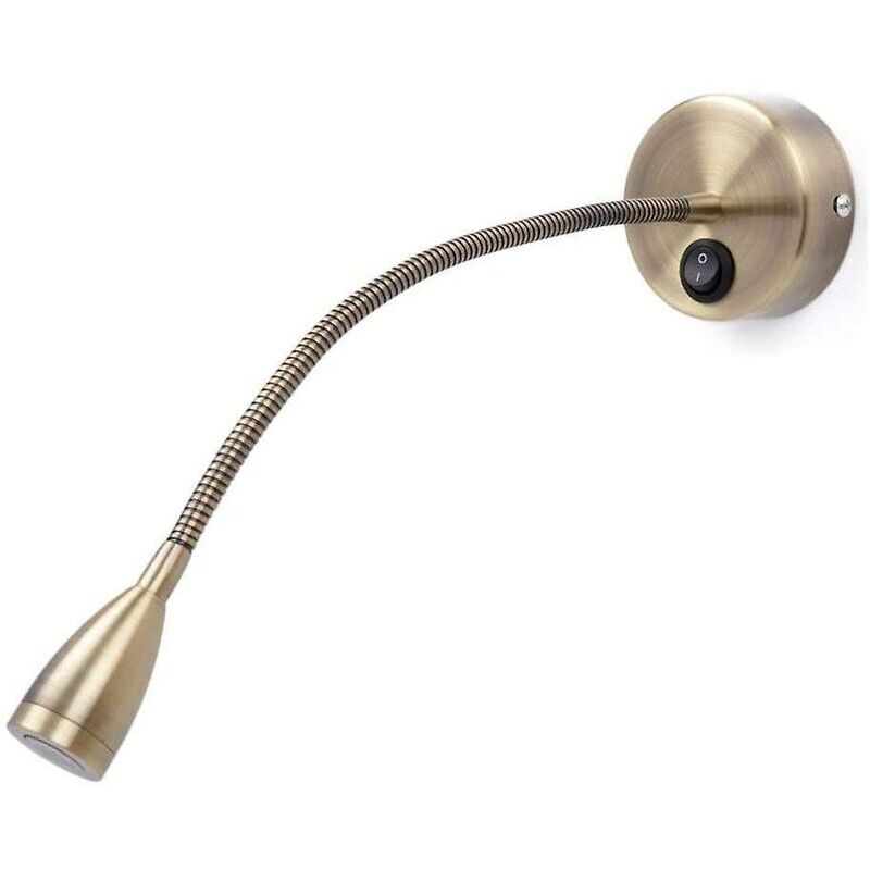 foto del prodotto lampada da lettura da parete in bronzo, 3w 3000k, lampada da parete regolabile con collo flessibile, lampada da scrivania in alluminio, lampada da