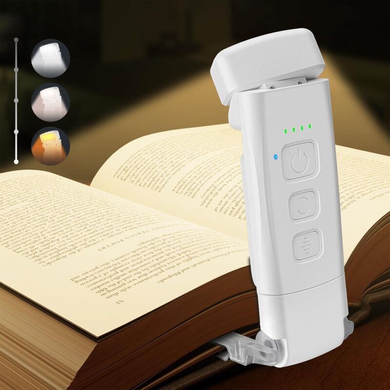 foto del prodotto lampada da lettura eye care, 3 colori e 5 livelli di luminosit regolabili, funzione timer e ricaricabile tramite usb , lampada da lettura per libri