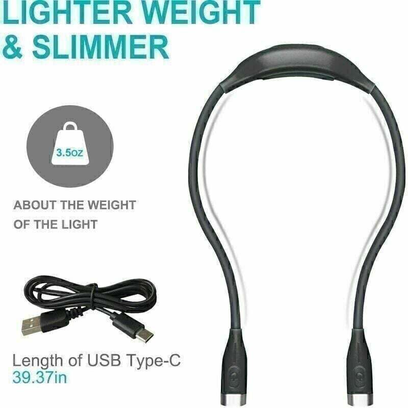foto del prodotto lampada da lettura lablanc neck lampada da lettura ricaricabile da comodino 3 colori e 3 livelli di luminosit regolabili, pieghevole a 360 ,