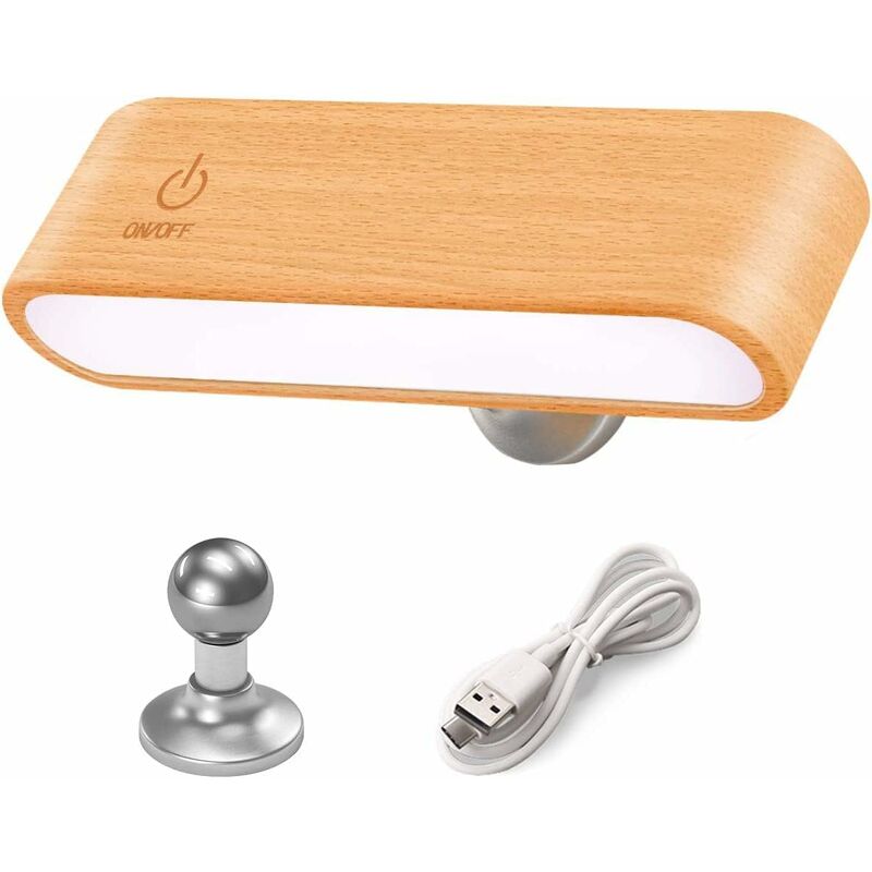 foto del prodotto lampada da lettura , lampada da lettura a led rotazione magnetica dimmerabile in legno lampade portatili a batteria lampada da parete notturna per