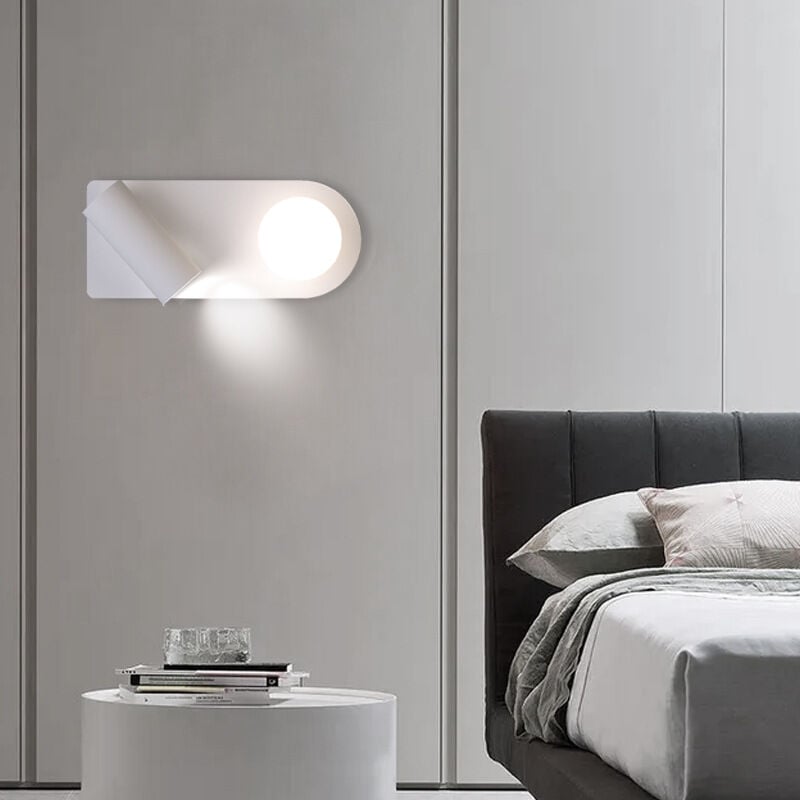 foto del prodotto lampada da lettura per la camera da letto accanto al letto con funzione di rotazione a 350 , mini faretti, moderne applique a led dimmerabili,
