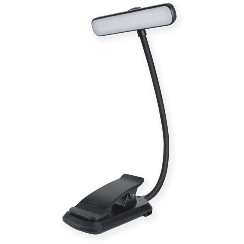 foto del prodotto lampada da lettura ricaricabile a clip con 12 led, protezione per gli occhi, regolazione continua dell intensit , 3 colori ambra bianco misto ,