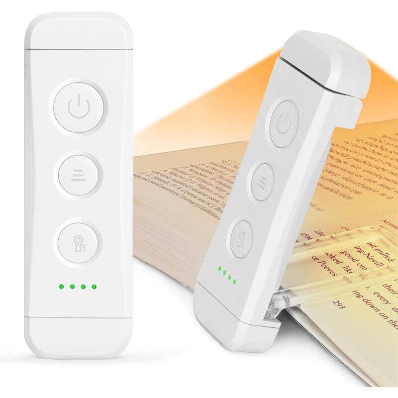 foto del prodotto lampada da lettura ricaricabile, lampada da comodino con clip, 3 colori caldi x 5 impostazioni di luminosit , compatta e resistente, regalo per