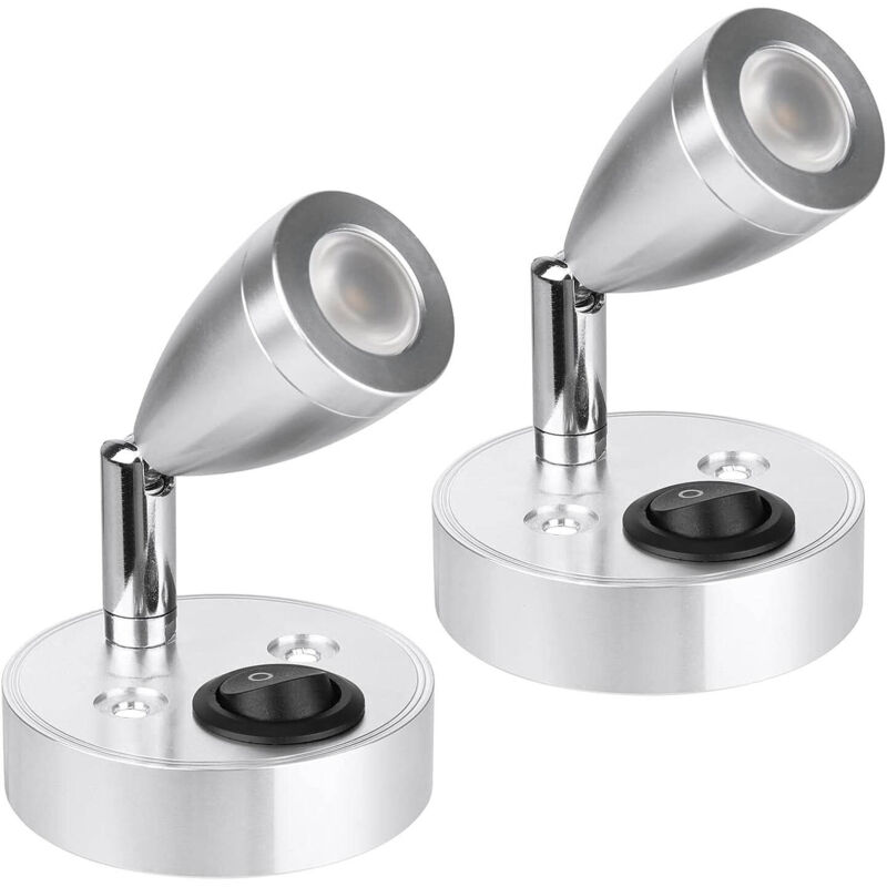 foto del prodotto lampada da lettura spot a led 12v, 3w per interni camper, lampada da parete sul comodino ruotabile di 180 , luce calda 3000k per camper, camper,