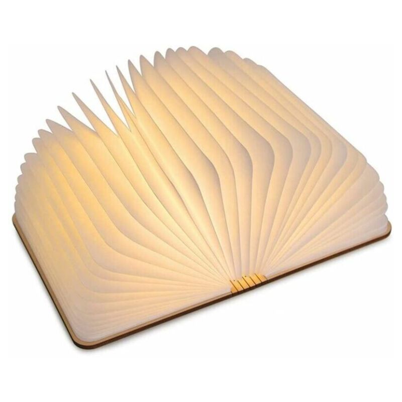 foto del prodotto lampada da libro a led in legno, idea regalo di natale lampada da libro pieghevole e magnetica, lampada da libro a led ricaricabile tramite usb, luce